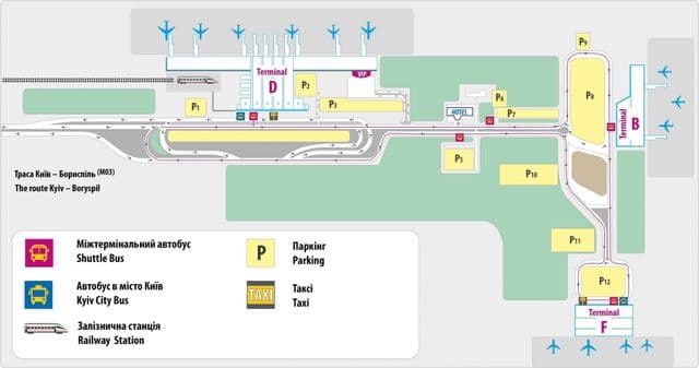 Kiev luchthaven terminal kaart