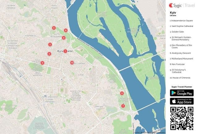 Kiev bezienswaardigheden kaart