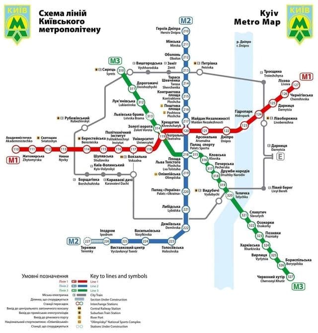 Kiev metro station kaart