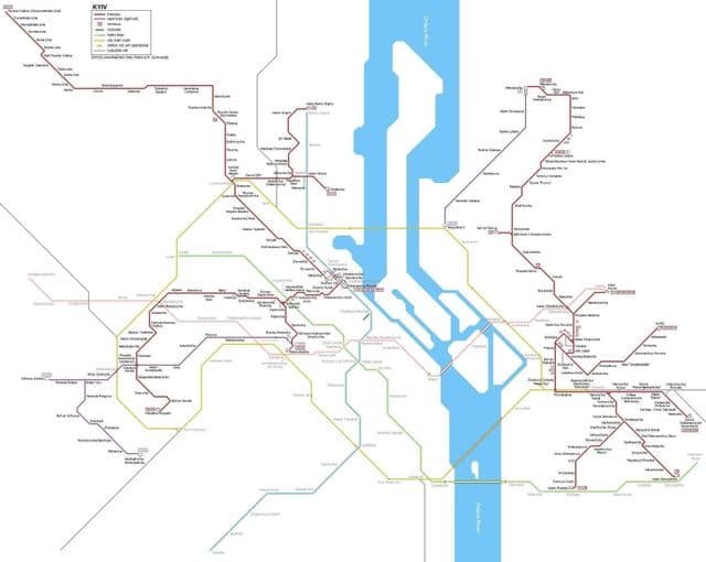 Kiev tram stations kaart