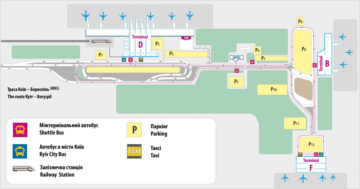 Kiev luchthaven terminal kaart