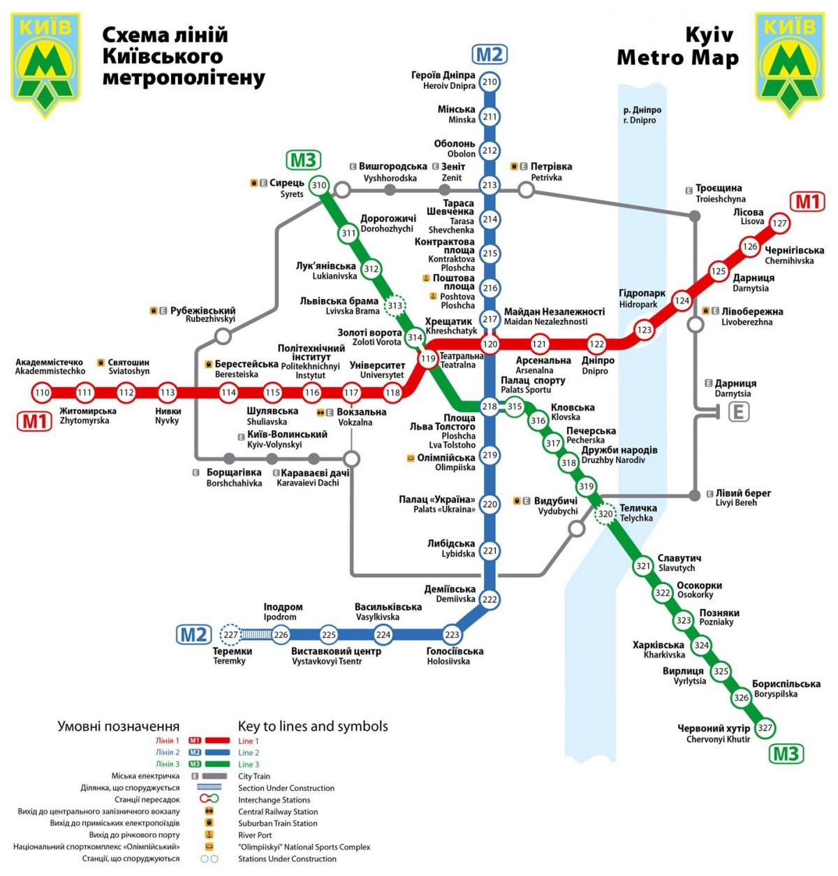 Kiev metro station kaart